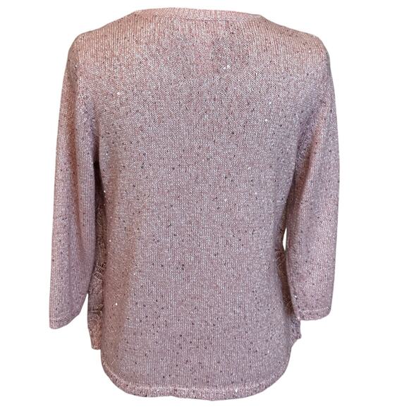 NEW ALFRED DUNNER Pointelle Spacedye Sweater With Studded Neckline Size PS - Picture 5 of 7